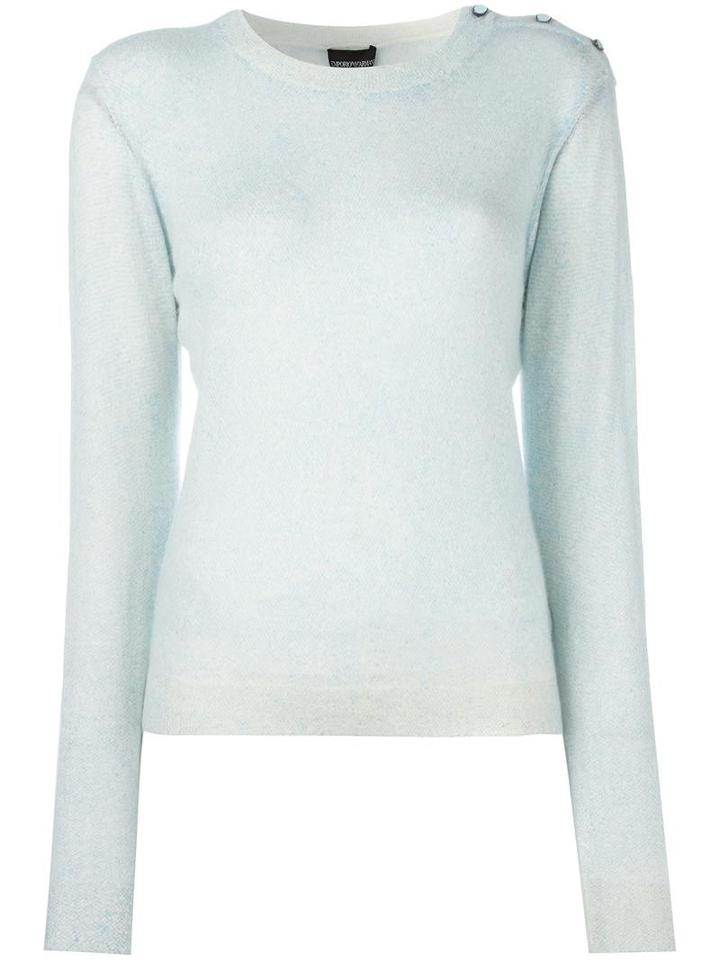 Emporio Armani Round Neck Jumper, Women's, Size: 46, Blue, Cashmere