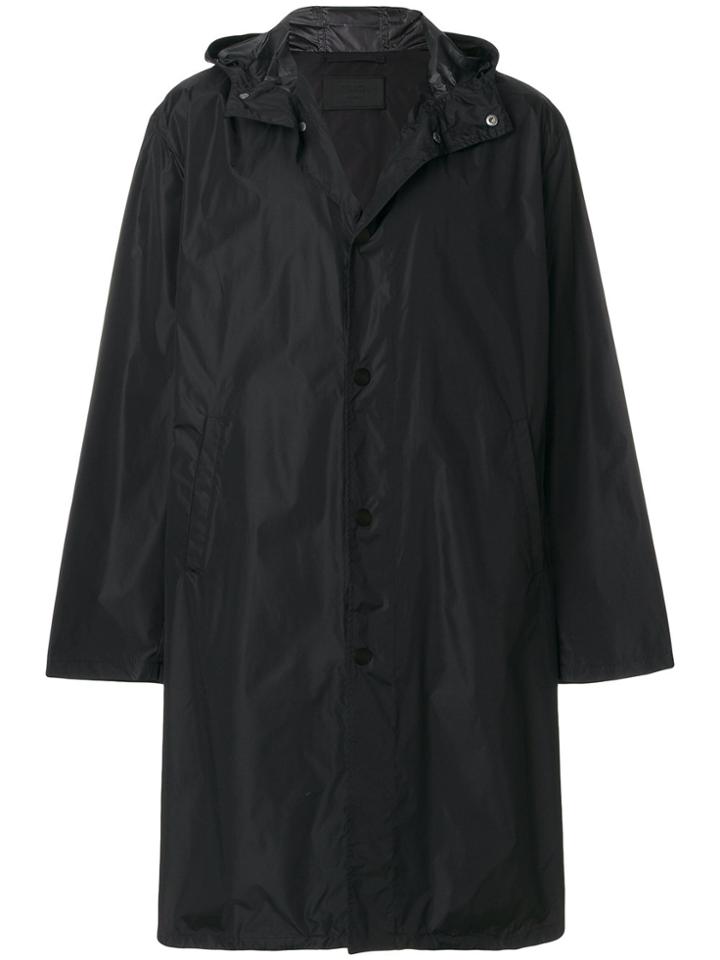 Prada Long Hooded Raincoat - Black