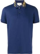 Gucci Tiger Embroidered Polo Shirt, Men's, Size: Large, Blue, Cotton/spandex/elastane