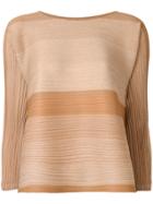 Pleats Please By Issey Miyake Striped Loose-print Blouse - Neutrals