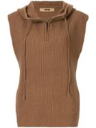 System Hooded Sleeveless Jumper - Brown