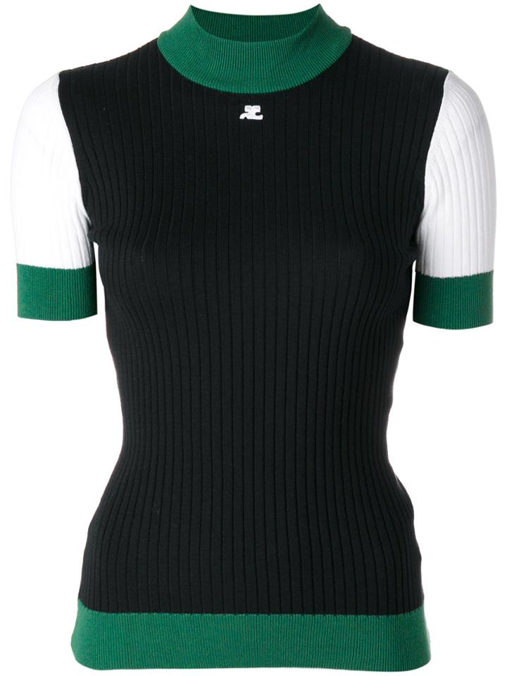 Courrèges Ribbed Knitted Top - Blue