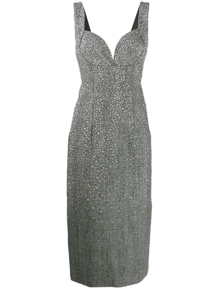 Ermanno Scervino Stud-embellished Houndstooth Dress - Silver