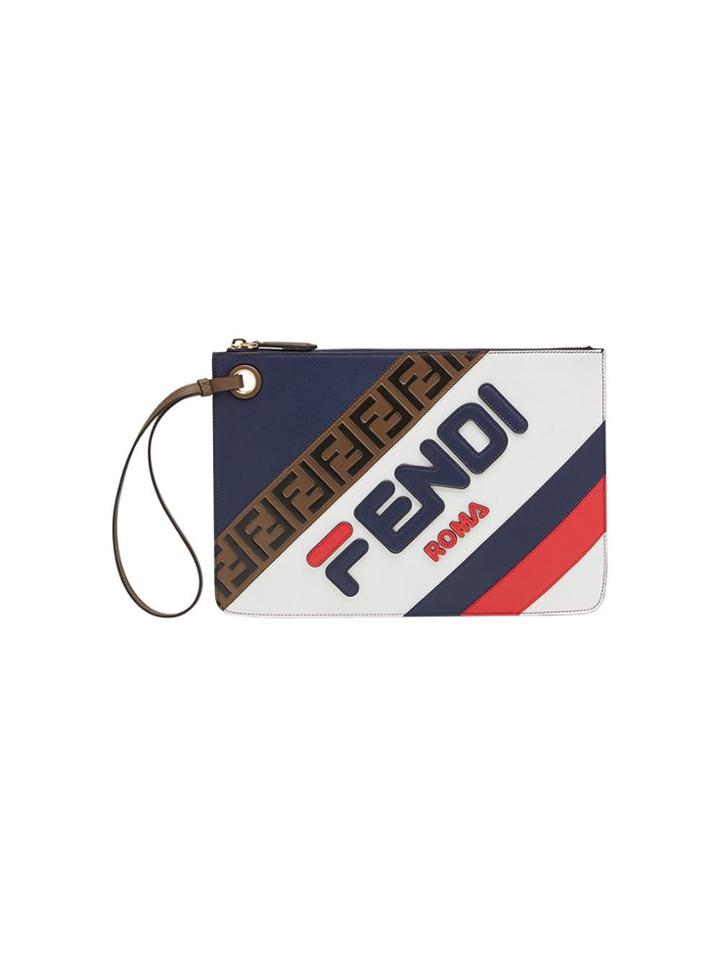 Fendi Medium Triplette Flat Clutch - Blue