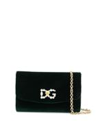 Dolce & Gabbana Velvet Crystal Logo Crossbody Bag - Green