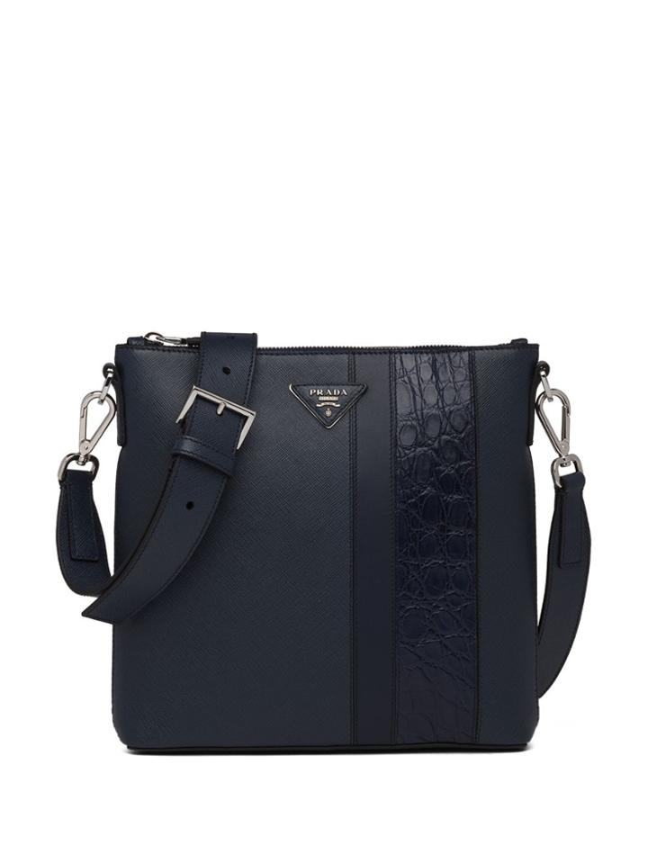Prada Saffiano Bandoleer Shoulder Bag - Blue