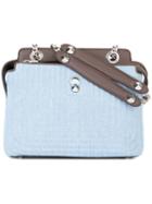Fendi Shoulder Bag, Women's, Blue, Cotton/calf Leather