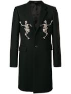 Alexander Mcqueen Skeleton Embroidered Coat - Black