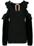 No21 - Cut-out Shoulders Blouse - Women - Silk/cotton/viscose - 40, Black, Silk/cotton/viscose