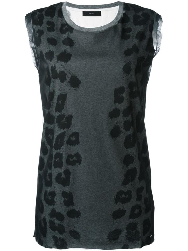 Diesel Animal Print Tank Top, Women's, Size: M, Grey, Polyester/cotton