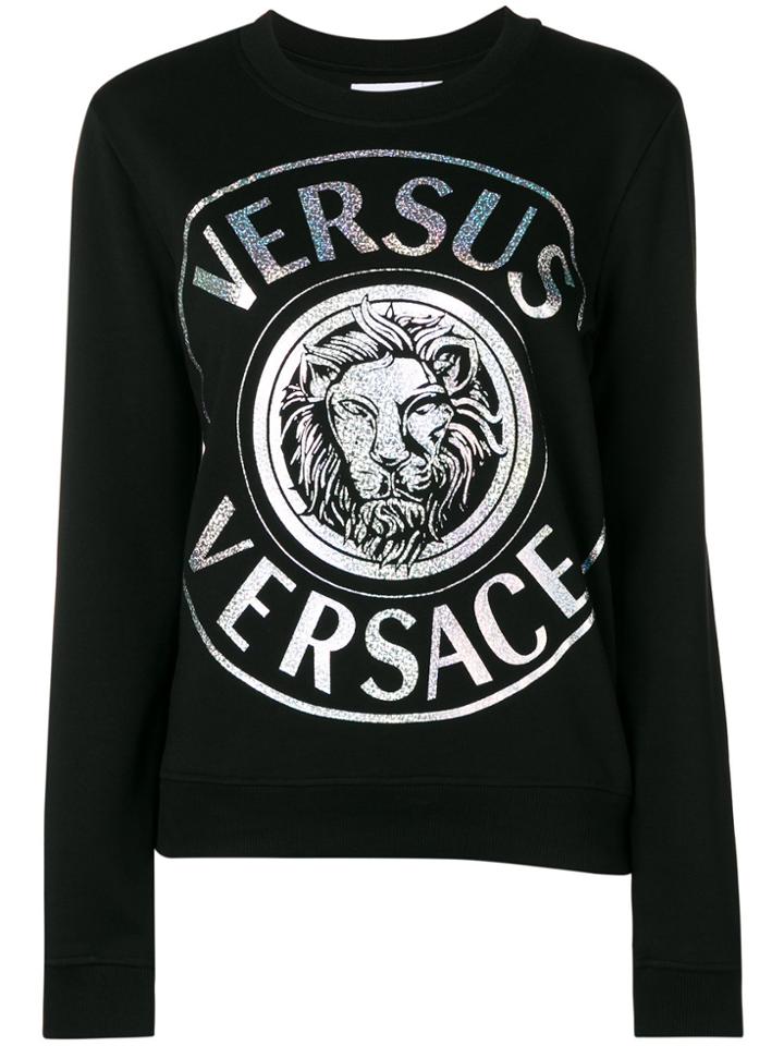 Versus Metallic Logo Print Sweatshirt - Black