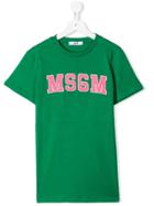 Msgm Kids Teen Embroidered Logo T-shirt - Green