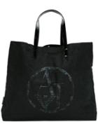 Armani Jeans Logo Print Shoulder Bag, Women's, Black, Patent Leather/polyamide