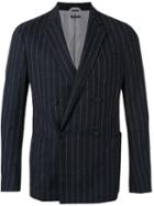 Giorgio Armani Striped Blazer, Men's, Size: 48, Blue, Elastodiene/virgin Wool/acetate/viscose