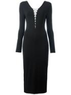 T By Alexander Wang Lace-up Midi Dress, Women's, Size: Small, Black, Spandex/elastane/modal