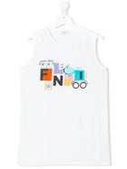 Fendi Kids Graphic Eyes Logo Print T-shirt - White