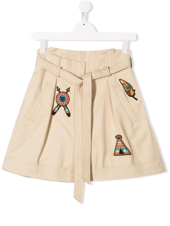 Alberta Ferretti Kids Navajo Patch Shorts - Neutrals