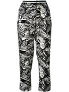 Moncler Shell Print Trousers, Women's, Size: 40, Black, Silk