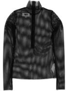 Mm6 Maison Margiela Net Zipped Pullover, Women's, Size: Large, Black, Polyamide/spandex/elastane