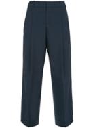 Jil Sander Navy Cropped Tapered Trousers - Blue