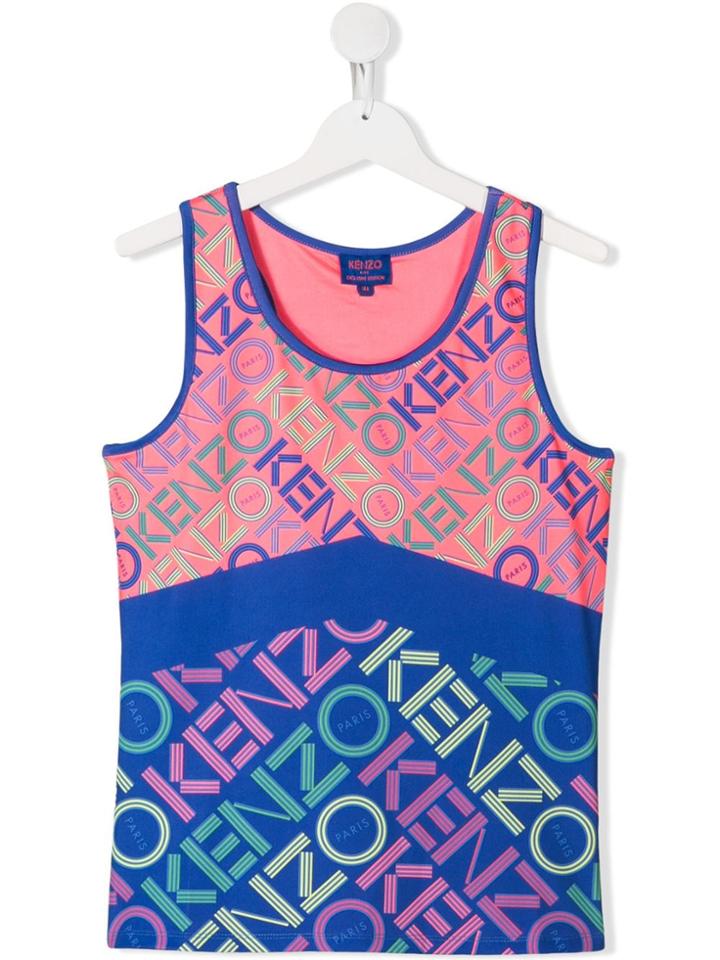 Kenzo Kids Teen Logo Print Sleeveless Top - Pink