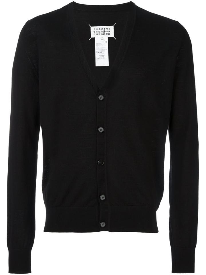 Maison Margiela Classic V-neck Cardigan, Men's, Size: Medium, Black, Wool