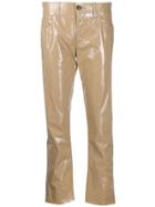 Nº21 Glossy Cropped Trousers - Neutrals