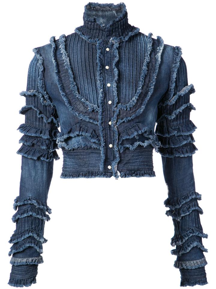 Dsquared2 Frayed Denim Jacket - Blue