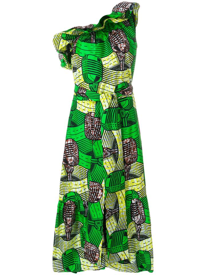 Stella Mccartney Printed One-shoulder Dress - Green