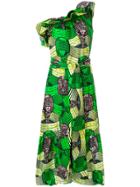 Stella Mccartney Printed One-shoulder Dress - Green