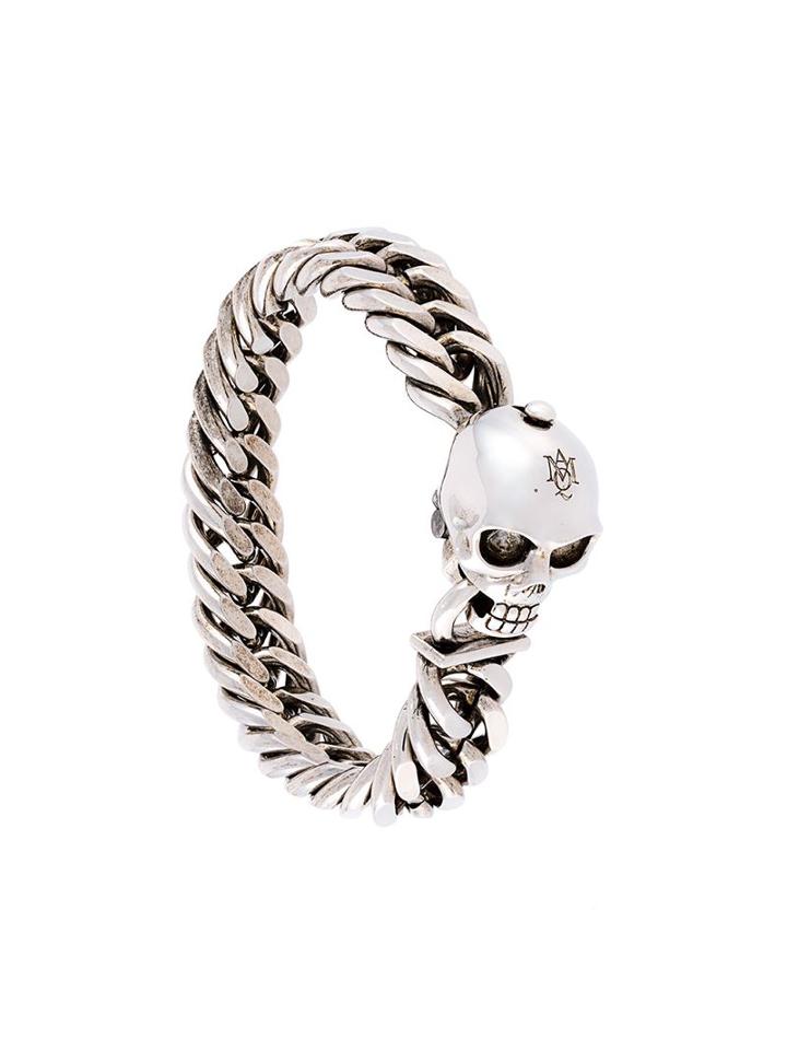 Alexander Mcqueen Chain Skull Bracelet, Men's, Metallic