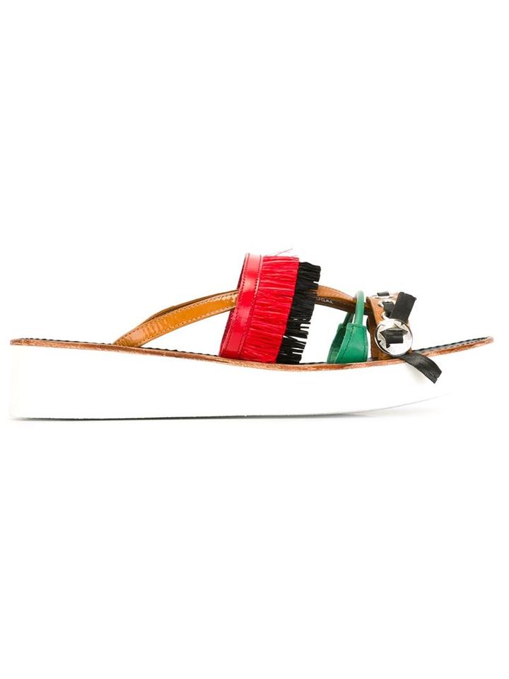 Toga Double-layered Fringed Flip Flops