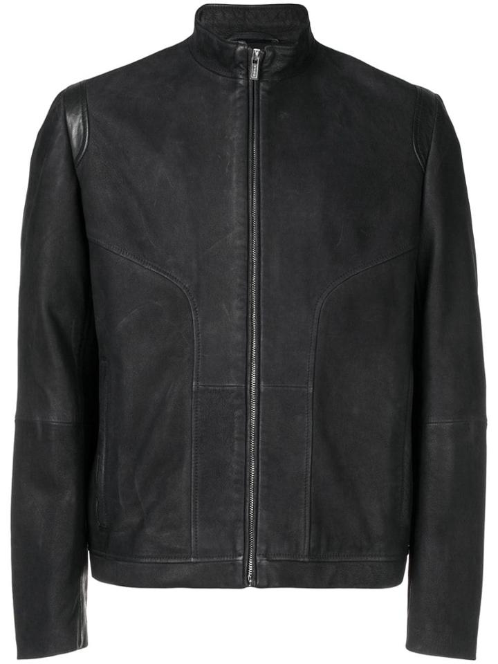 Boss Hugo Boss Leather Biker Jacket - Black