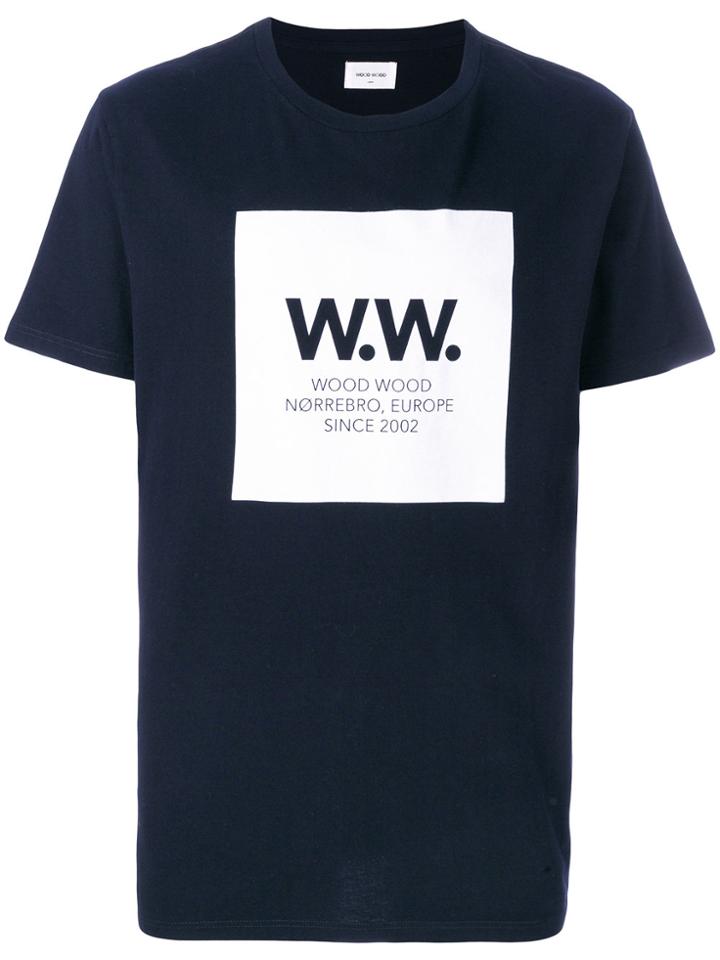 Wood Wood Square Print T-shirt - Blue