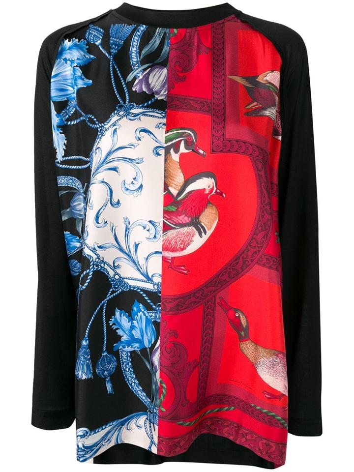 Salvatore Ferragamo Mixed Print Jersey - Black