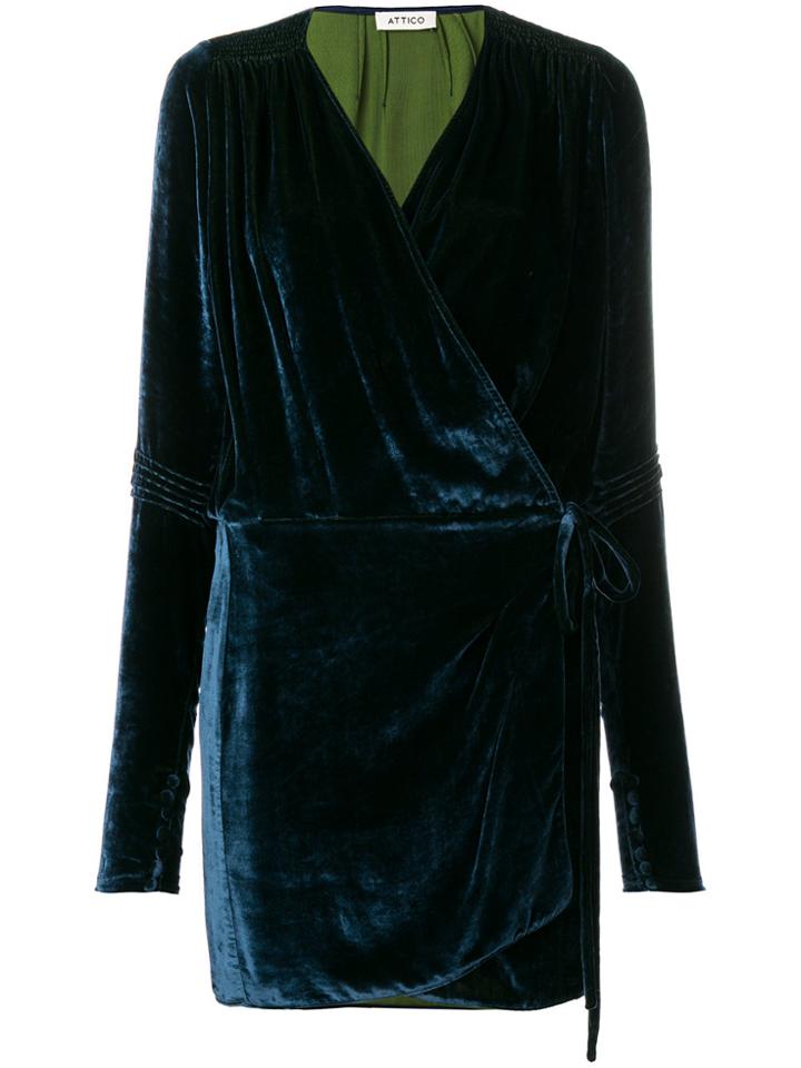 Attico Fitted Wrap Dress - Blue
