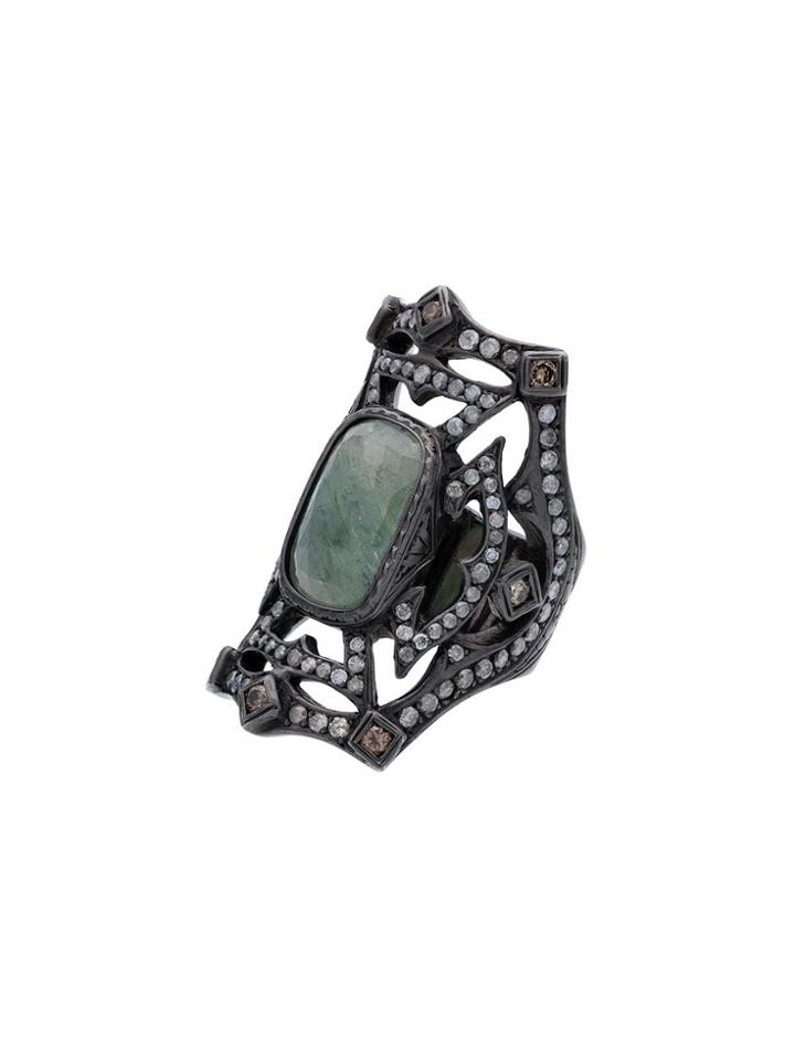 Loree Rodkin Grey Maltese Agate Embellished Ring - Black