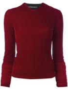 Y / Project Extended Sleeve Velvet Top, Women's, Size: 36, Red, Polyester/spandex/elastane