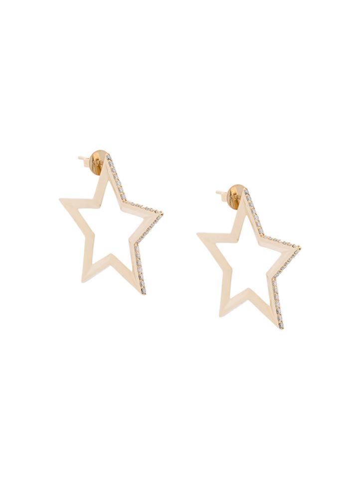 Kwit Jewelry Diamond Star Hoop Earrings - Metallic