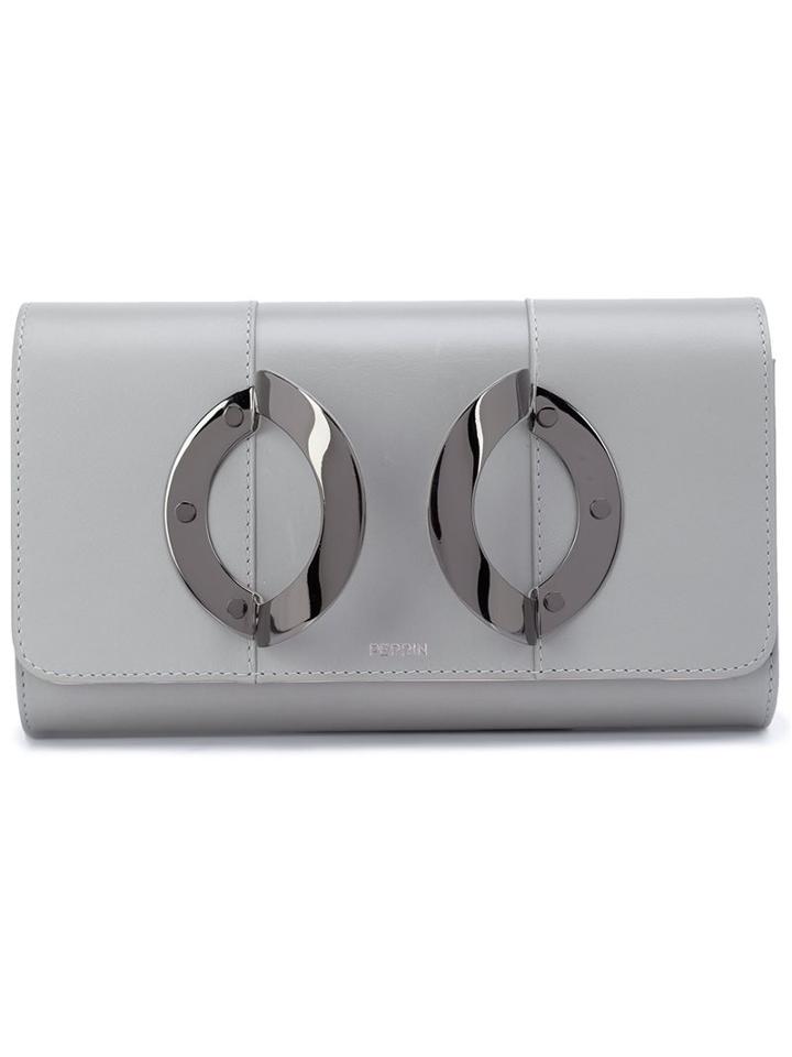 Perrin Paris Hoop Detail Clutch Bag, Women's, Grey