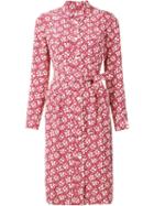 Ines De La Fressange Floral Print Shirt Dress, Women's, Size: 38, Red, Silk