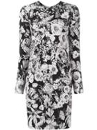 Roberto Cavalli Floral Print Shift Dress, Women's, Size: 40, Black, Viscose/spandex/elastane
