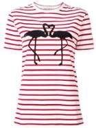 Être Cécile Flamingo Print Striped T-shirt, Women's, Size: Small, White, Cotton