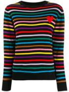 Chinti & Parker Cashmere Striped Heart Jumper - Black