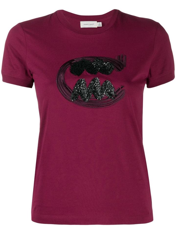 Coach Sequin Embroidered T-shirt - Pink