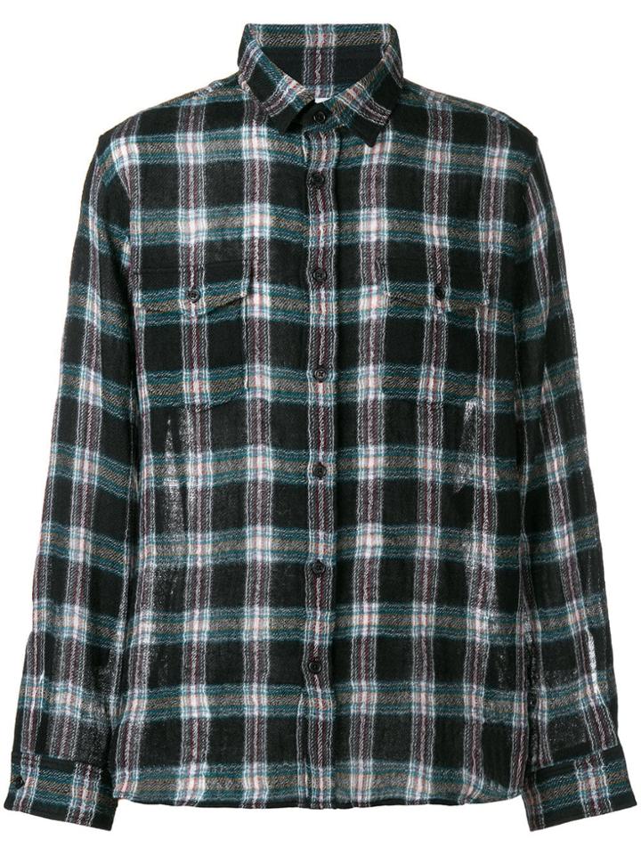Saint Laurent Plaid Print Shirt - Black