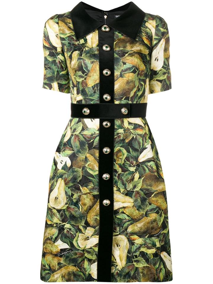 Dolce & Gabbana Pear Print Midi Dress - Green