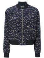 Markus Lupfer Leopard Print Bomber Jacket, Women's, Size: Large, Blue, Silk/viscose