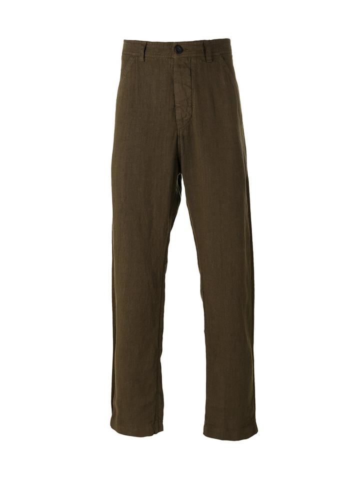 Hannes Roether Loose Fit Trousers, Men's, Size: Large, Green, Linen/flax