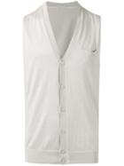 Paolo Pecora - Sleeveless Cardigan - Men - Silk/cotton - L, Nude/neutrals, Silk/cotton